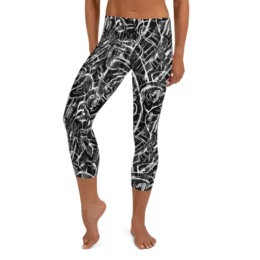 Noir Botanica on a Capri Leggings