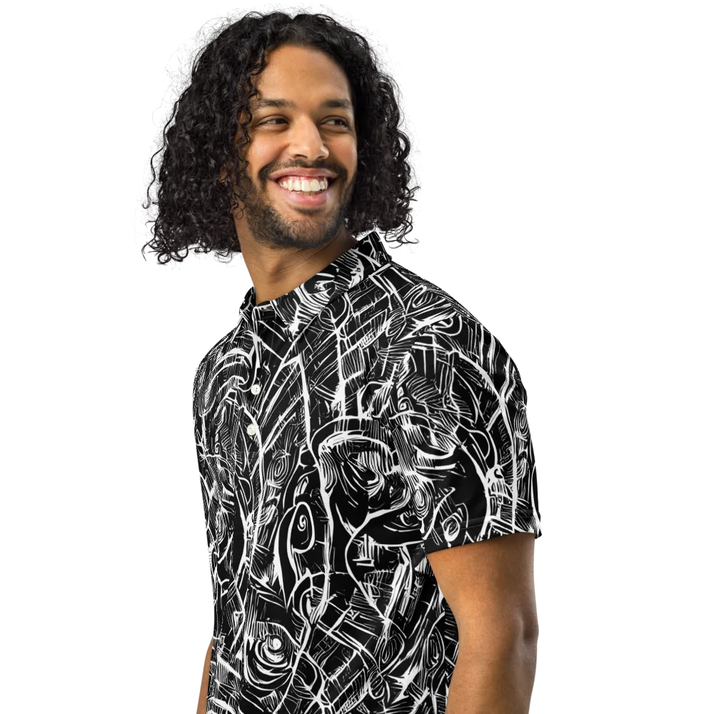 Noir Botanica on Men's Slim Fit Polo Shirt — Left Front