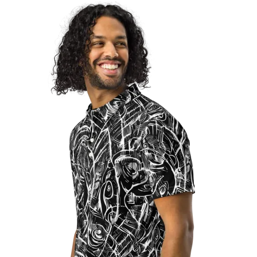 Noir Botanica on a Men's Slim Fit Polo Shirt