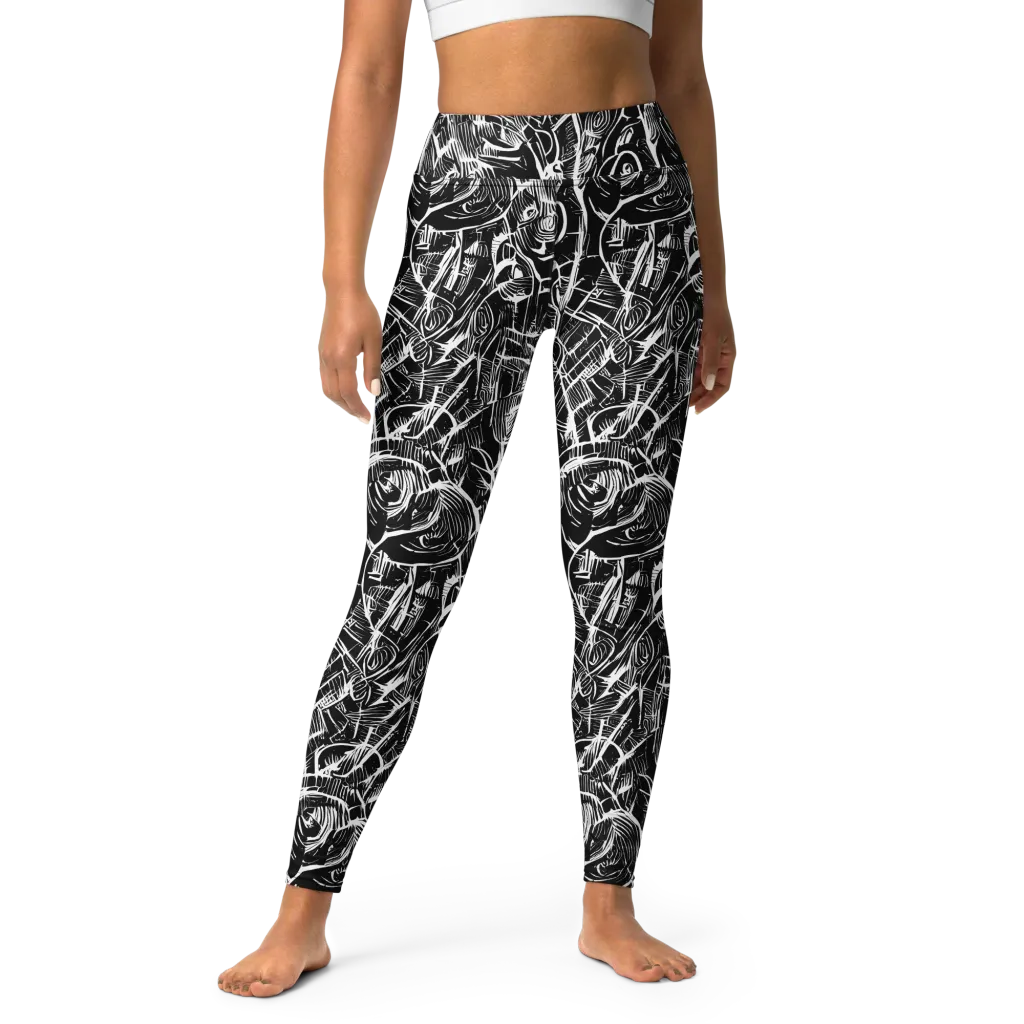 Noir Botanica on Yoga Leggings — Front