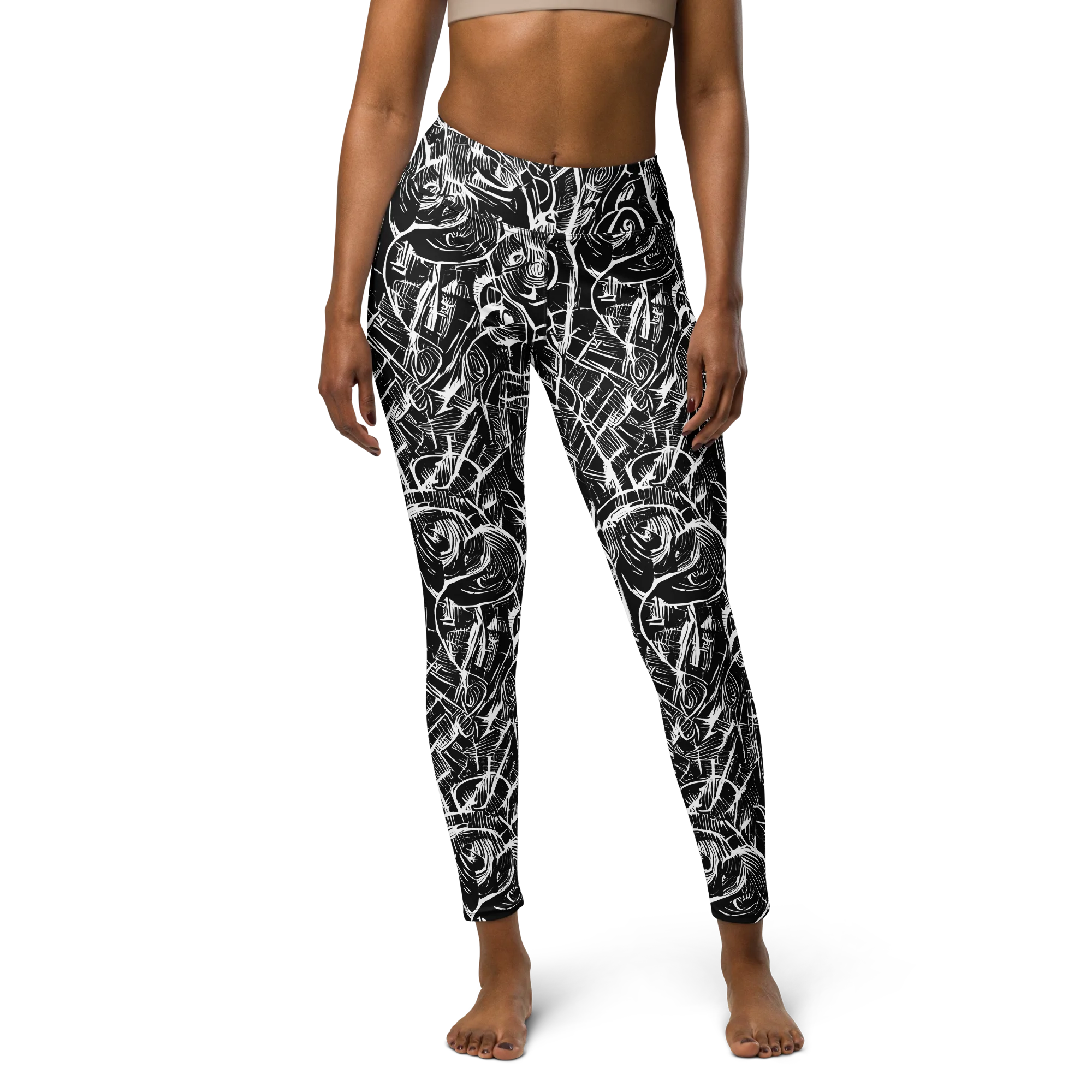 Noir Botanica on Yoga Leggings — Front