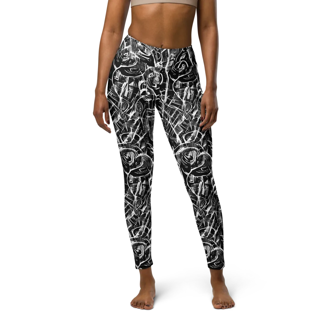 Noir Botanica on Yoga Leggings — Front