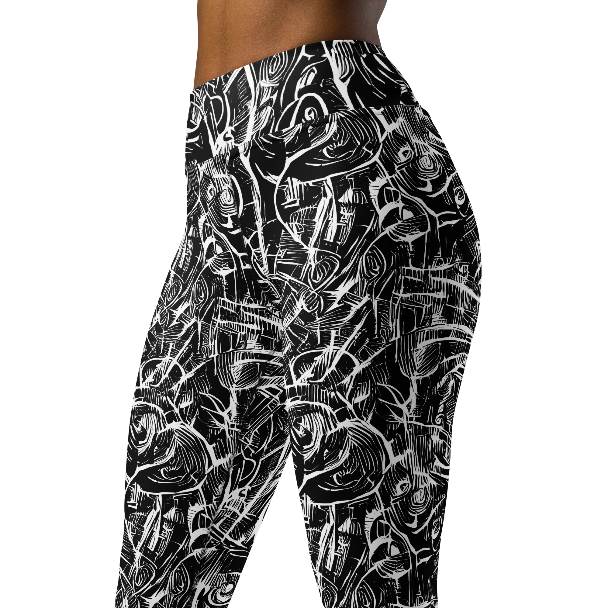 Noir Botanica on Yoga Leggings — Left Front