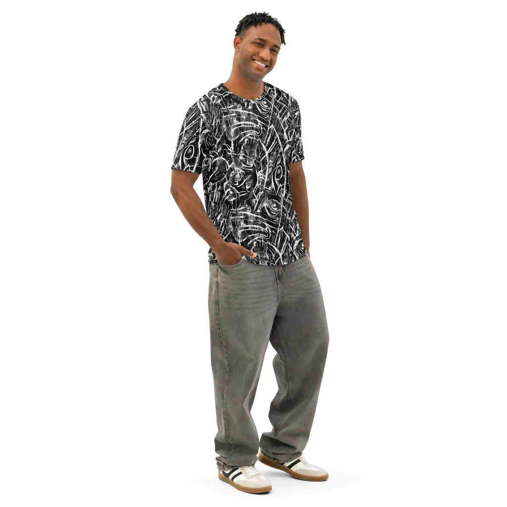 Noir Botanica on Men's Cotton Crew Neck T-Shirt — Right Front