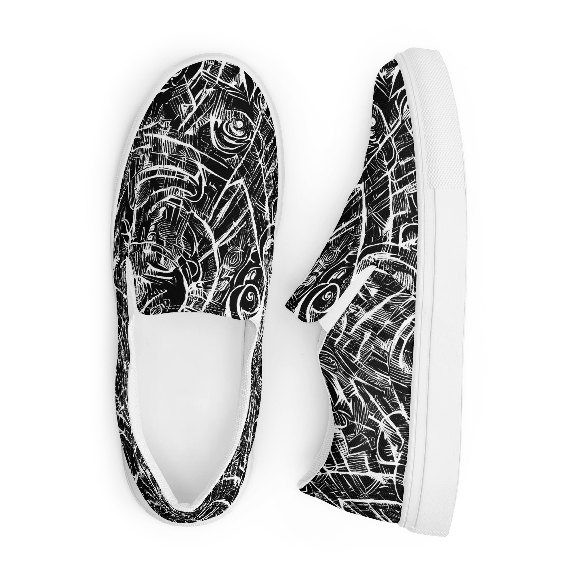 Noir Botanica on Men's Slip-On Canvas Shoes — Front