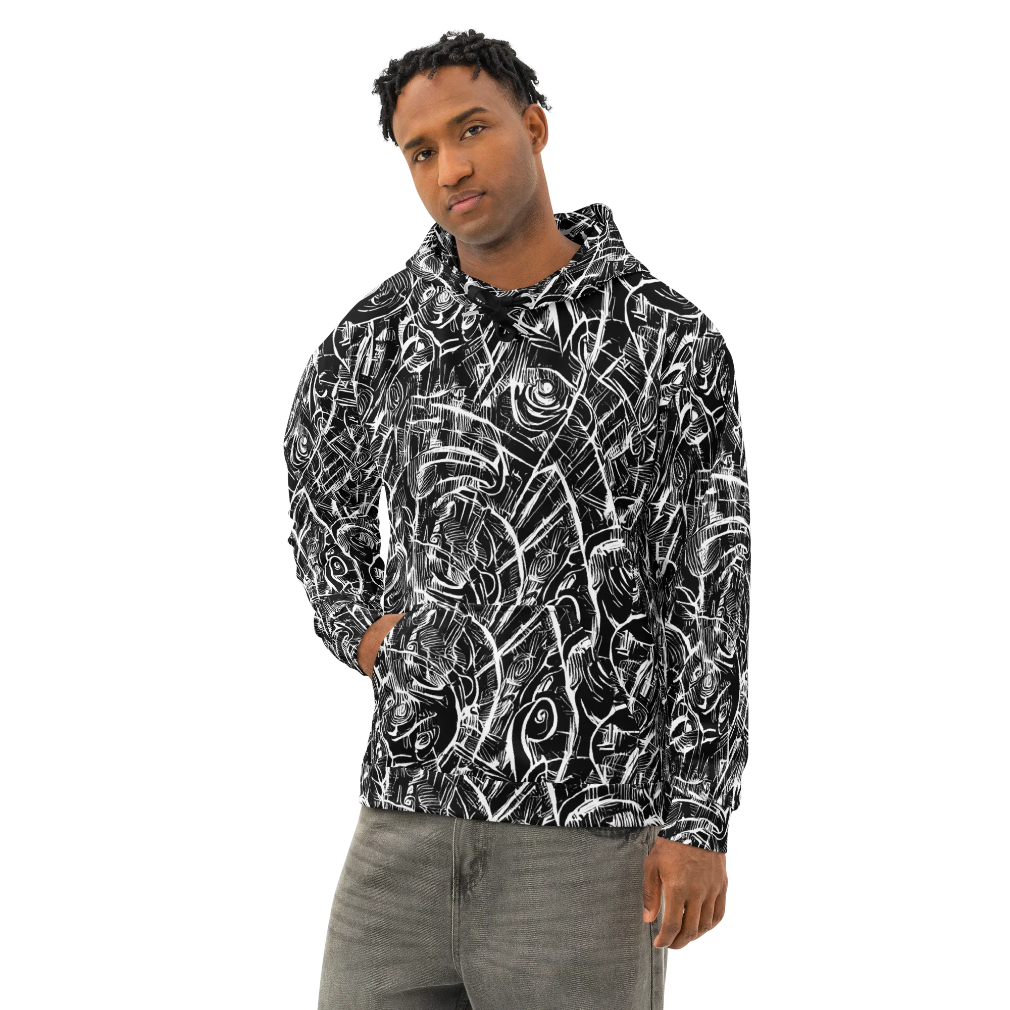 Noir Botanica on Cotton Hoodie — Left Front