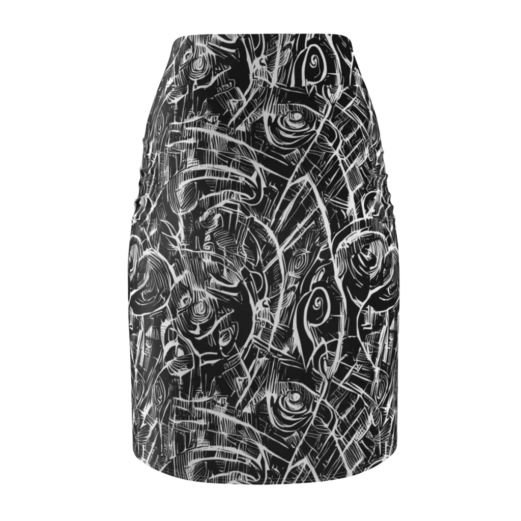 Noir Botanica on Pencil Skirt — Back