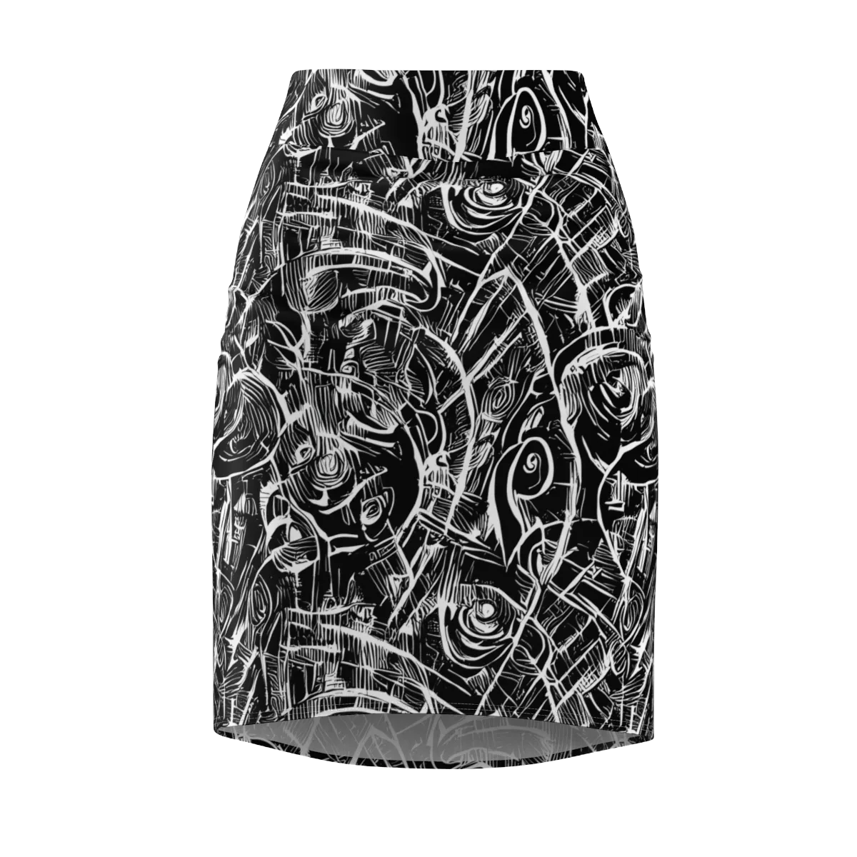 Noir Botanica on Pencil Skirt — Front