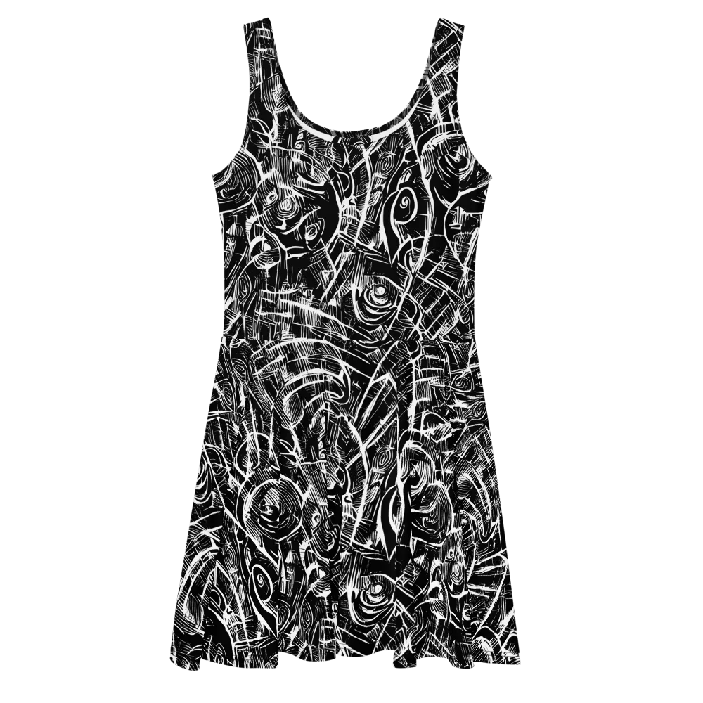 Noir Botanica on Skater Dress — Front