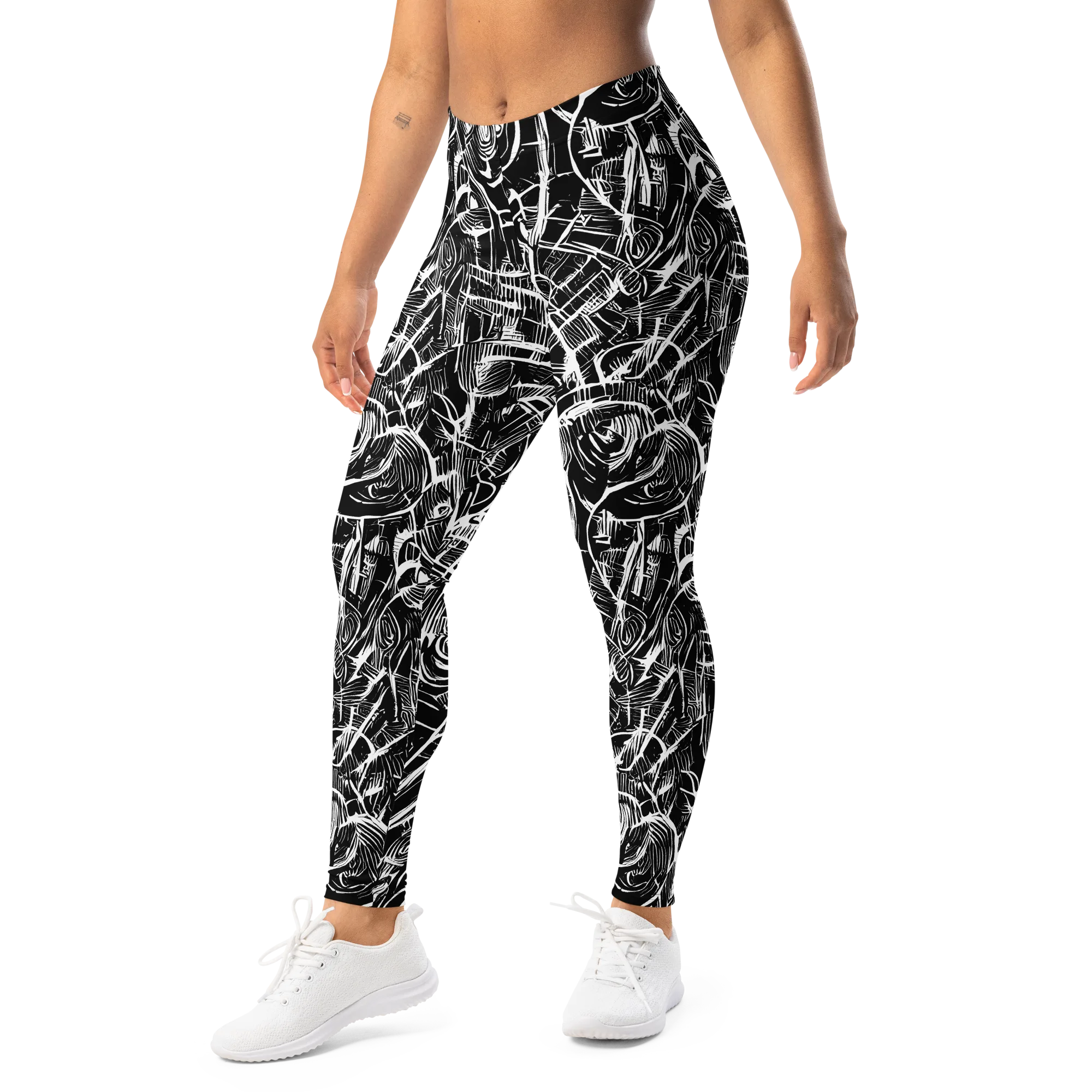 Noir Botanica on Leggings — Left Front