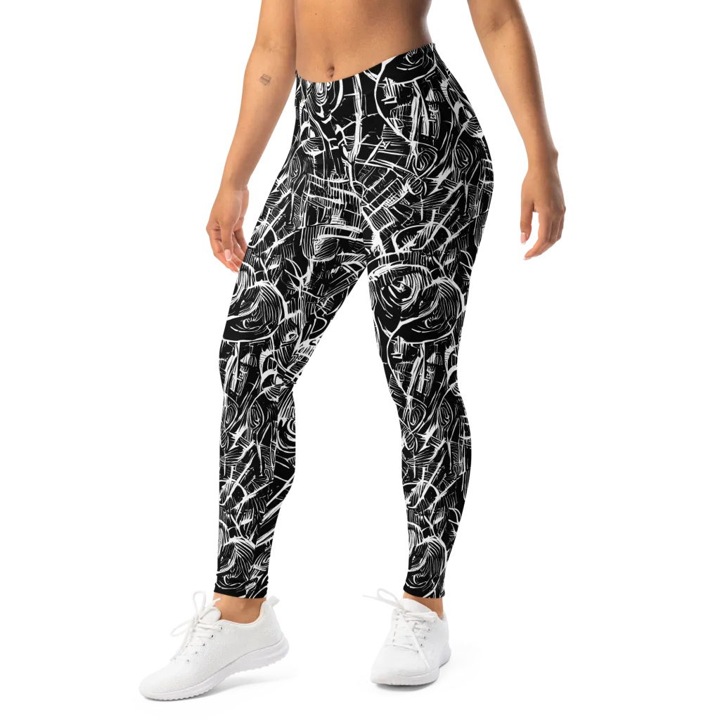 Noir Botanica on Leggings — Left Front