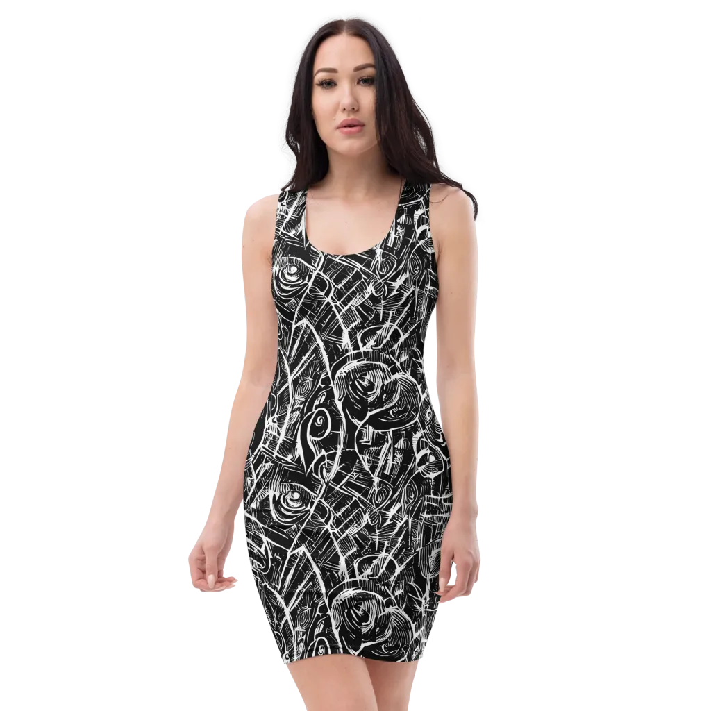 Noir Botanica on Bodycon Dress — Front