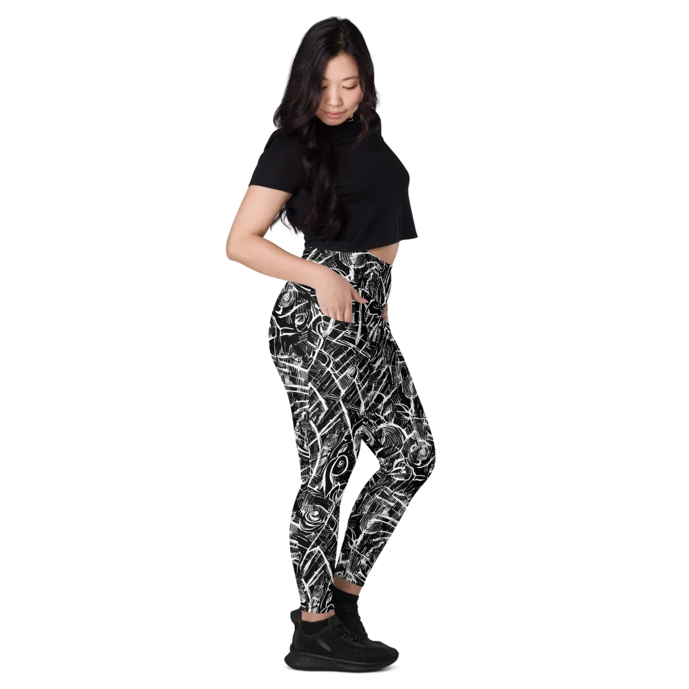 Noir Botanica on Leggings with Pockets — Right
