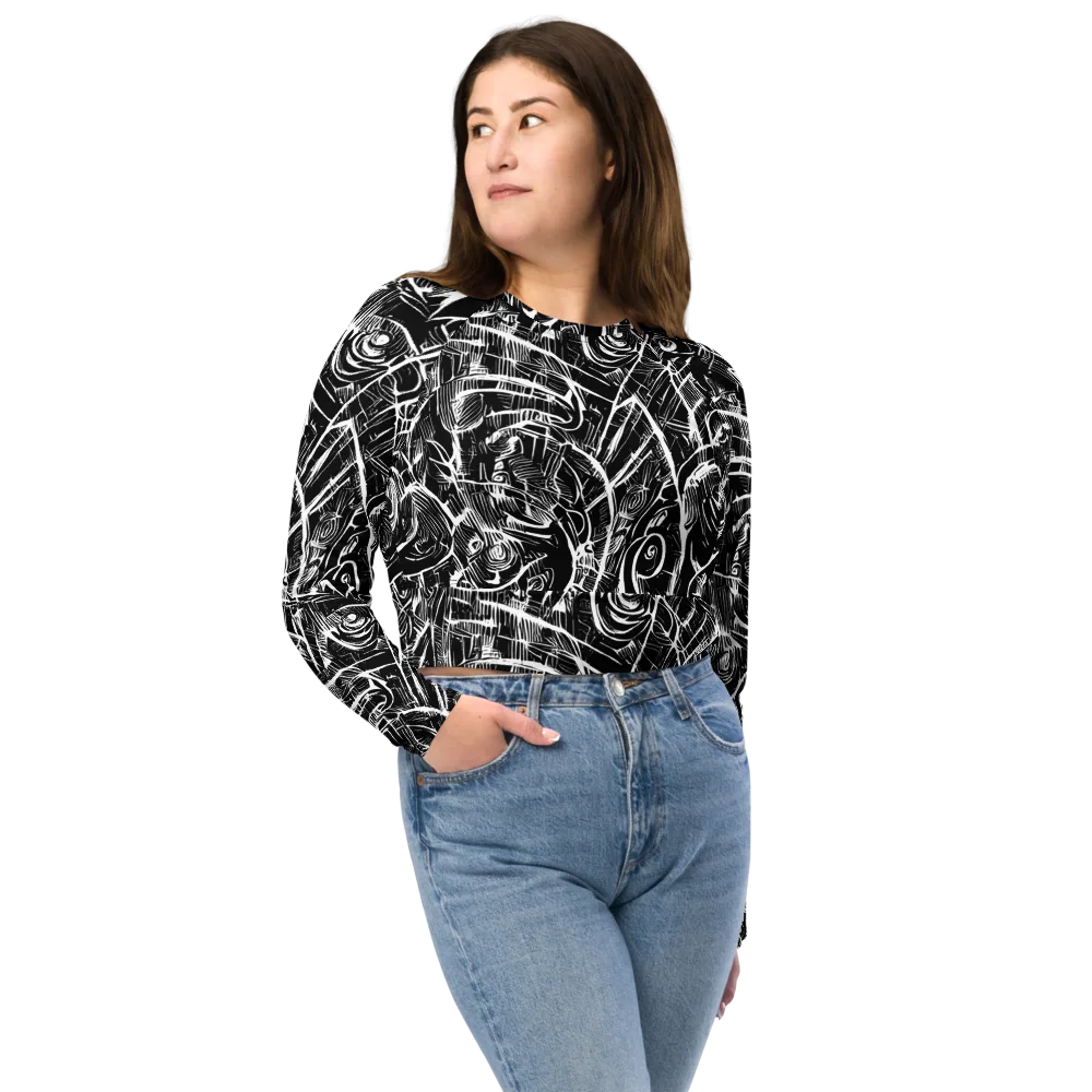 Noir Botanica on Long Sleeve Crop Top — Front