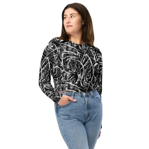 Noir Botanica on a Long Sleeve Crop Top