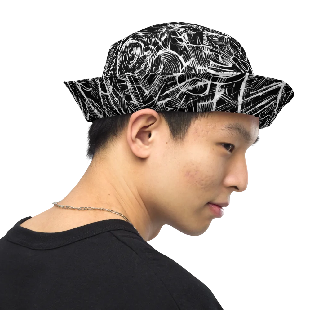 Noir Botanica on Reversible Bucket Hat — Right Outside