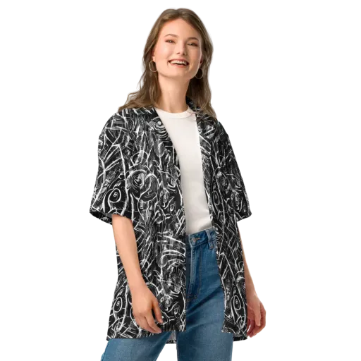 Noir Botanica on a Button Shirt
