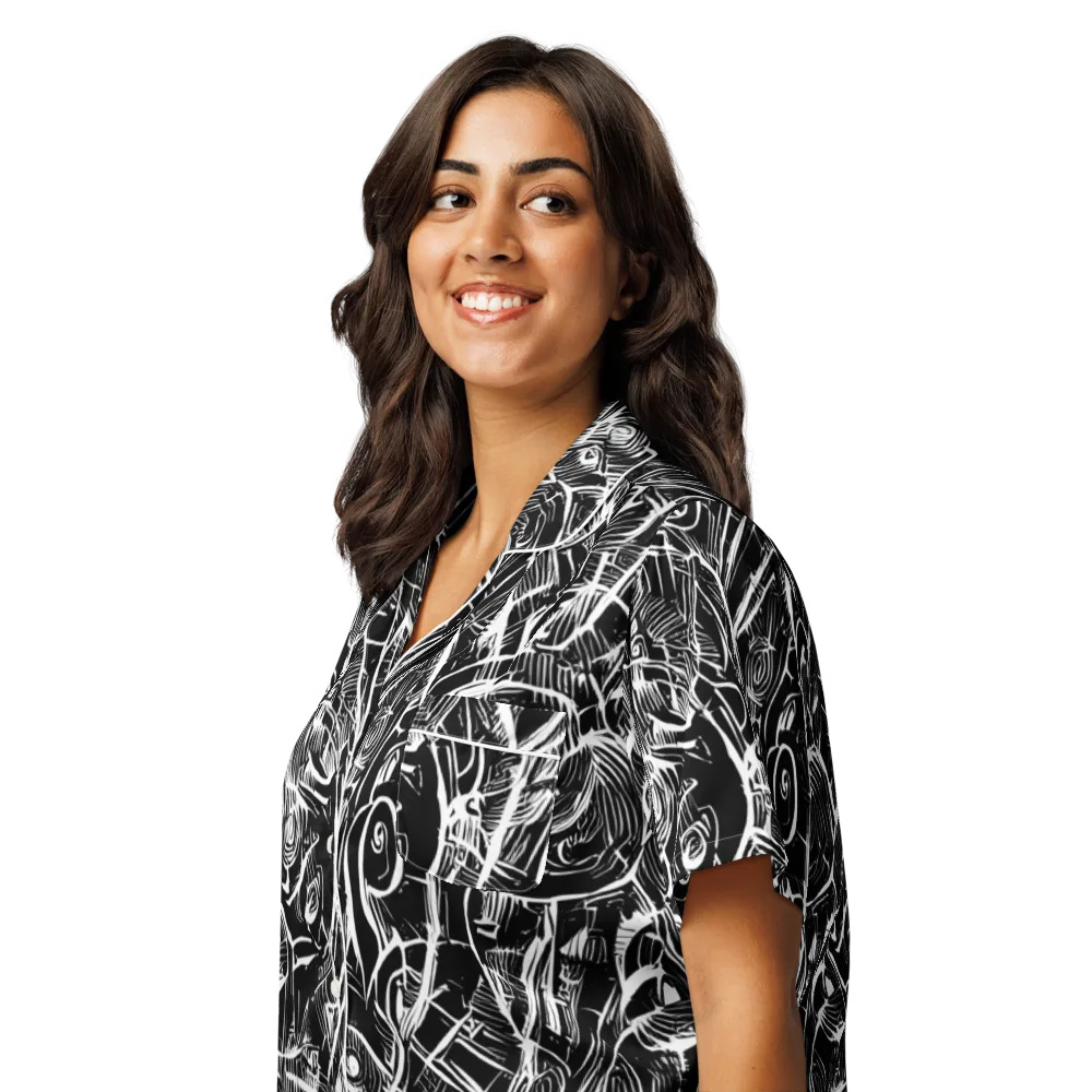 Noir Botanica on Women's Short Sleeve Pajama Top — Left Front