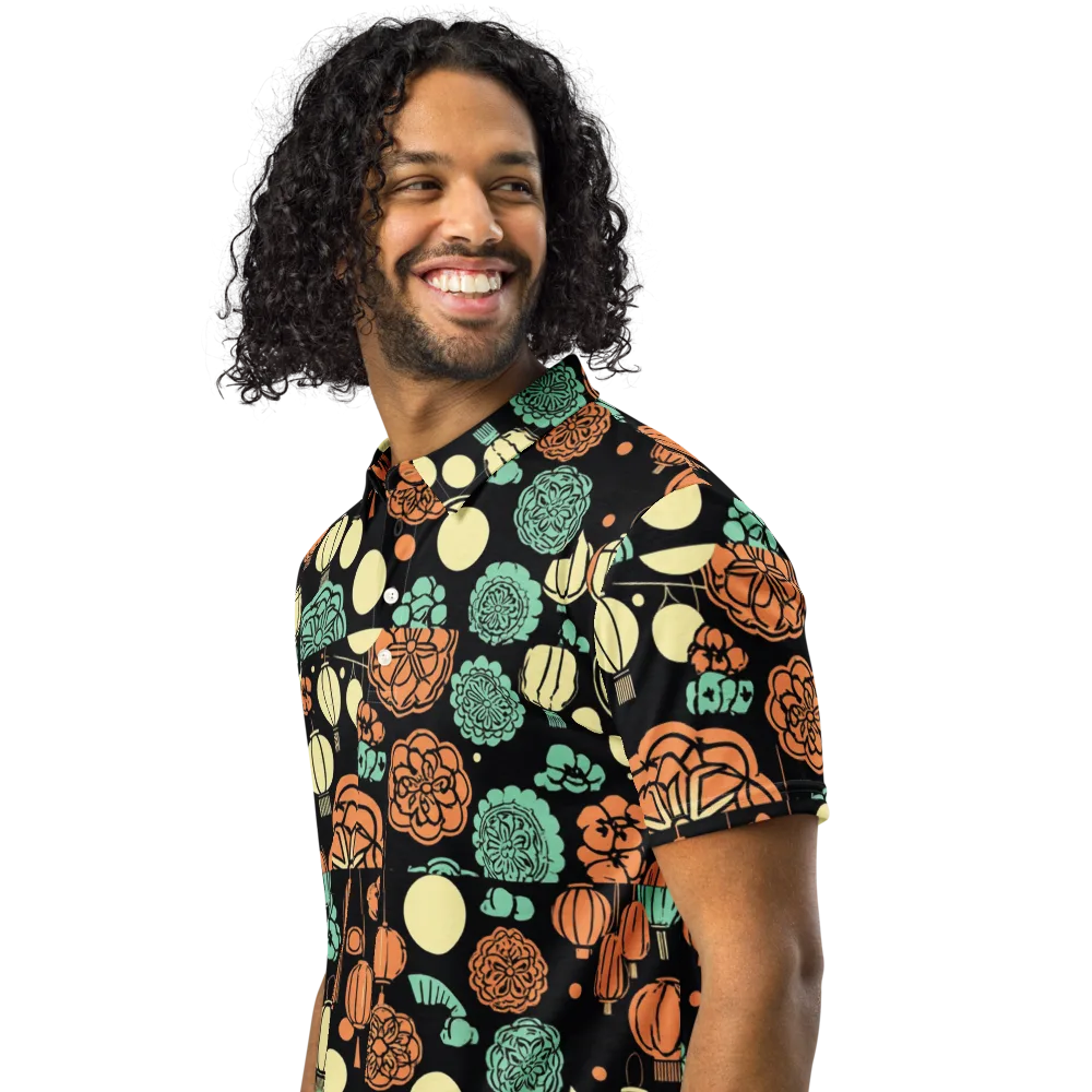 Midnight Festival on Men's Slim Fit Polo Shirt — Left Front