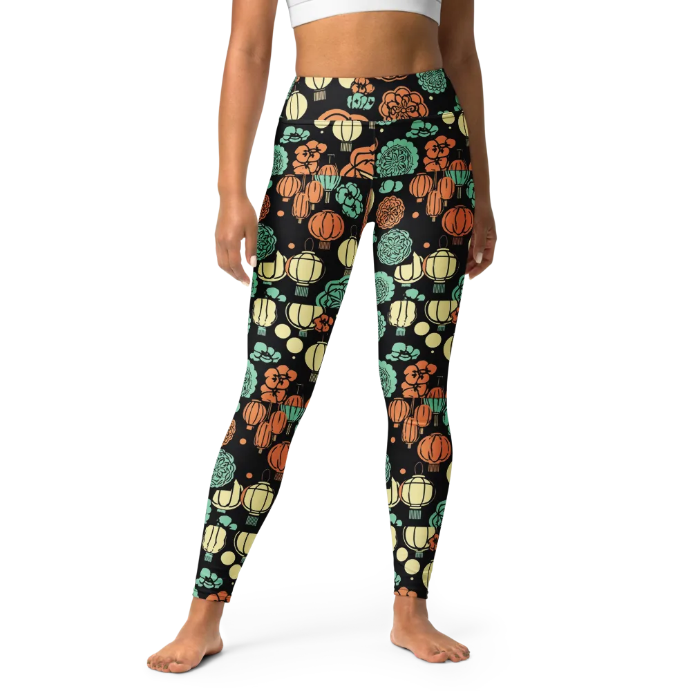 Midnight Festival on Yoga Leggings — Front