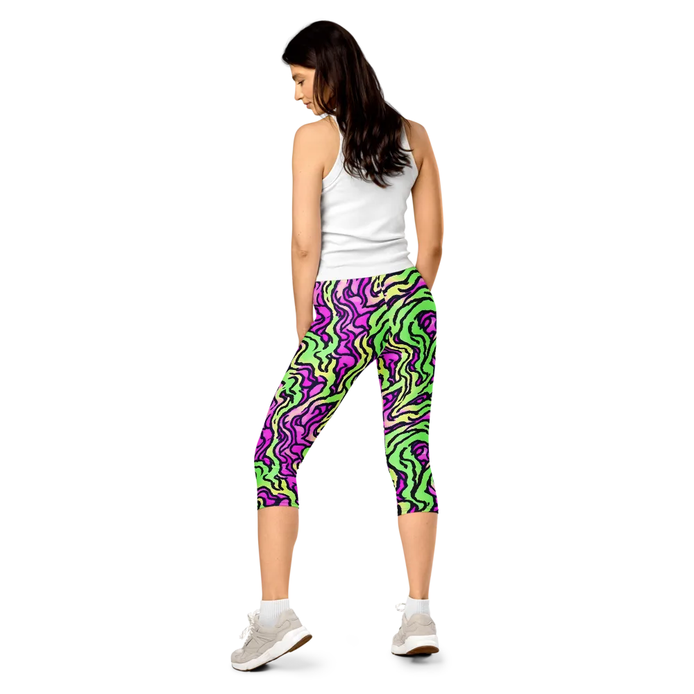 Mintchine Maze on Capri Leggings — Back