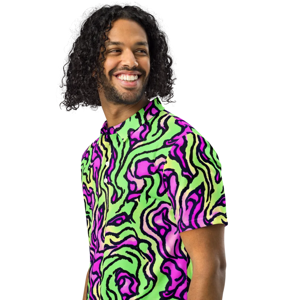 Mintchine Maze on Men's Slim Fit Polo Shirt — Left Front