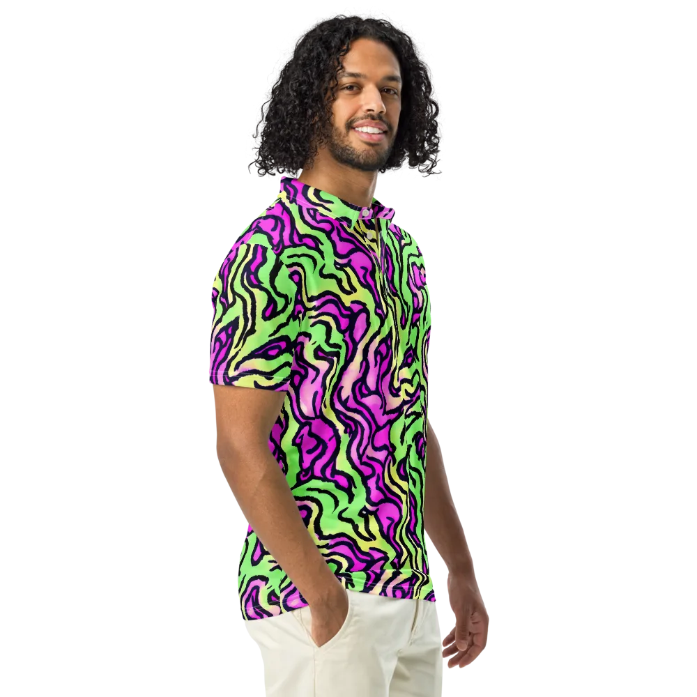 Mintchine Maze on Men's Slim Fit Polo Shirt — Right Front