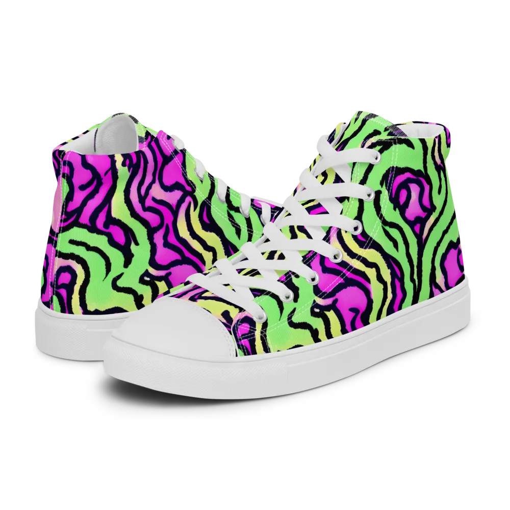 Mintchine Maze on Men's High Top Canvas Shoes — Left