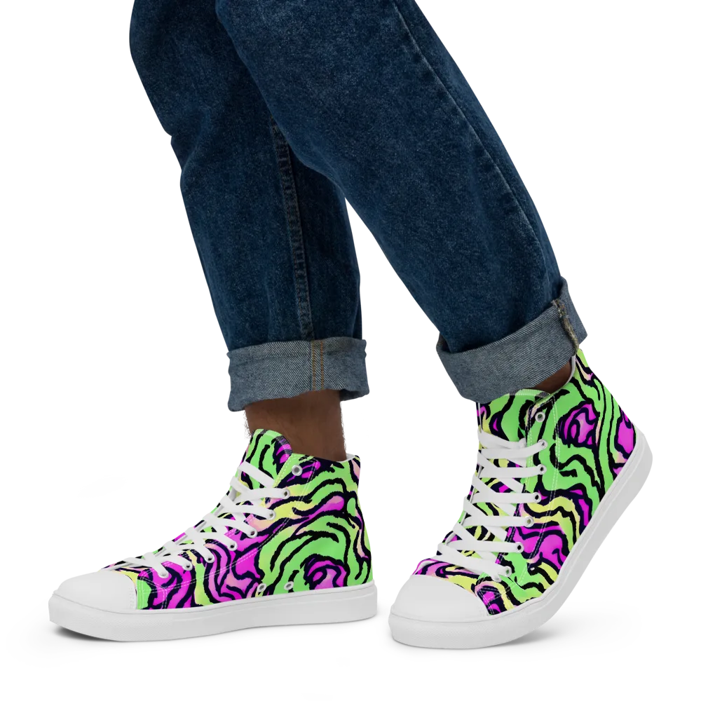 Mintchine Maze on Men's High Top Canvas Shoes — Left