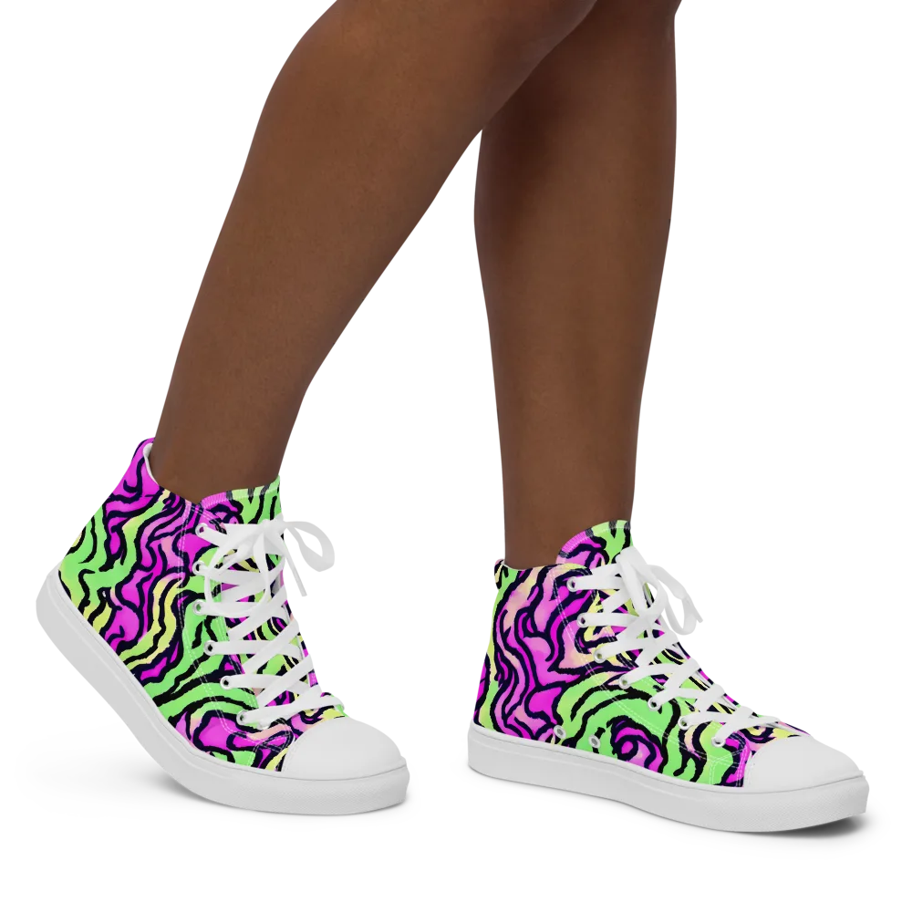 Mintchine Maze on Women's High Top Canvas Shoes — Right