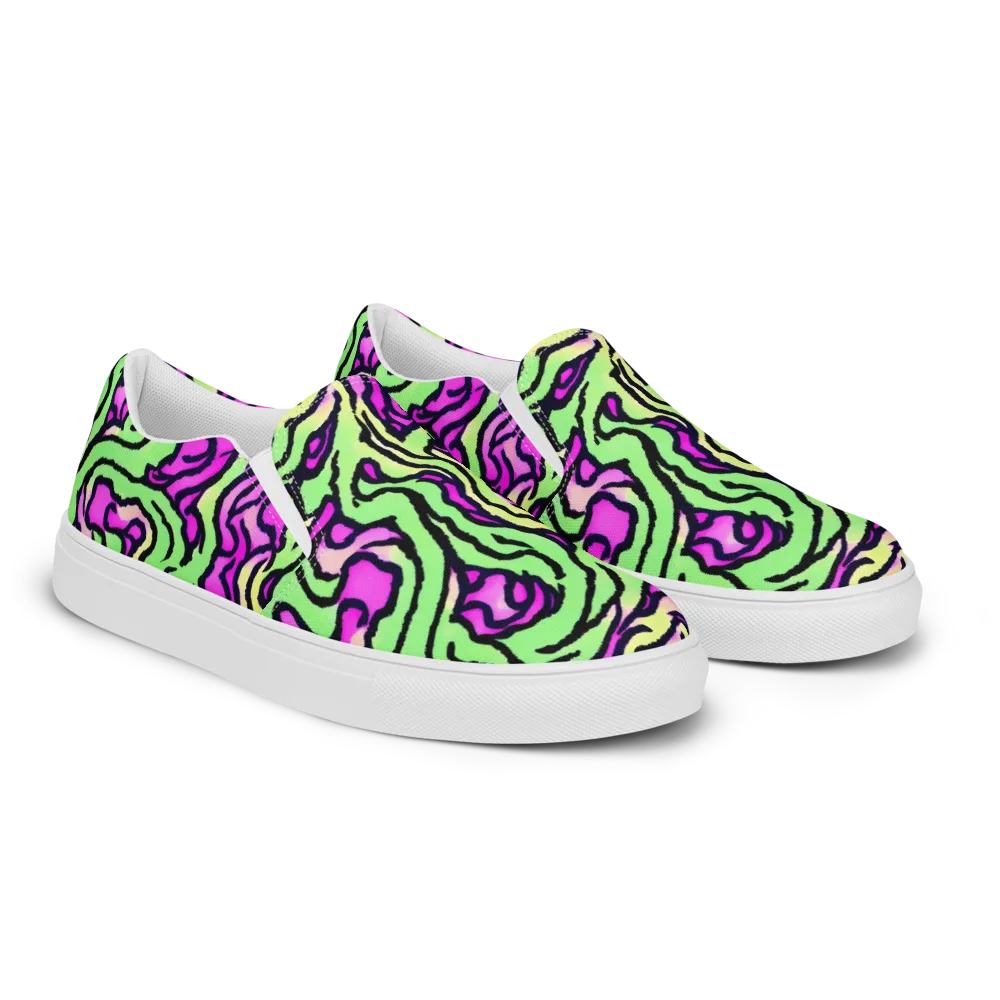 Mintchine Maze on Men's Slip-On Canvas Shoes — Right Front