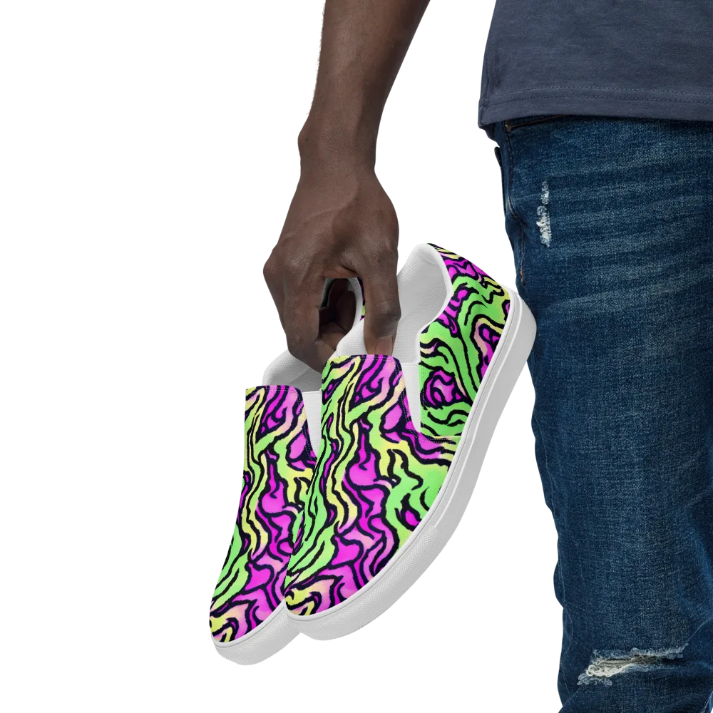 Mintchine Maze on Men's Slip-On Canvas Shoes — Left Front