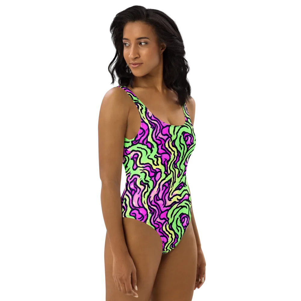 Mintchine Maze on One-Piece Swimsuit — Right