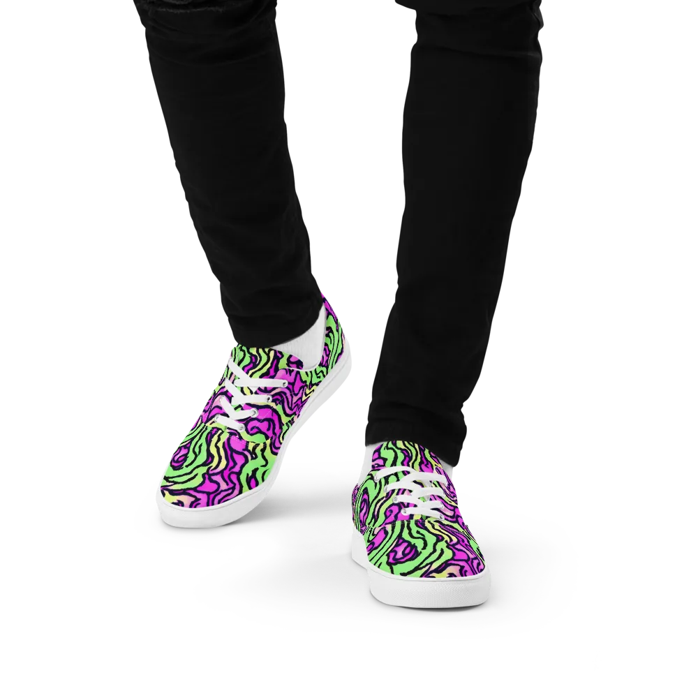 Mintchine Maze on Men's Lace-Up Canvas Shoes — Front