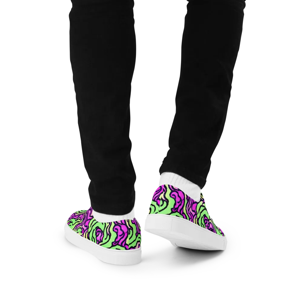 Mintchine Maze on Men's Lace-Up Canvas Shoes — Back