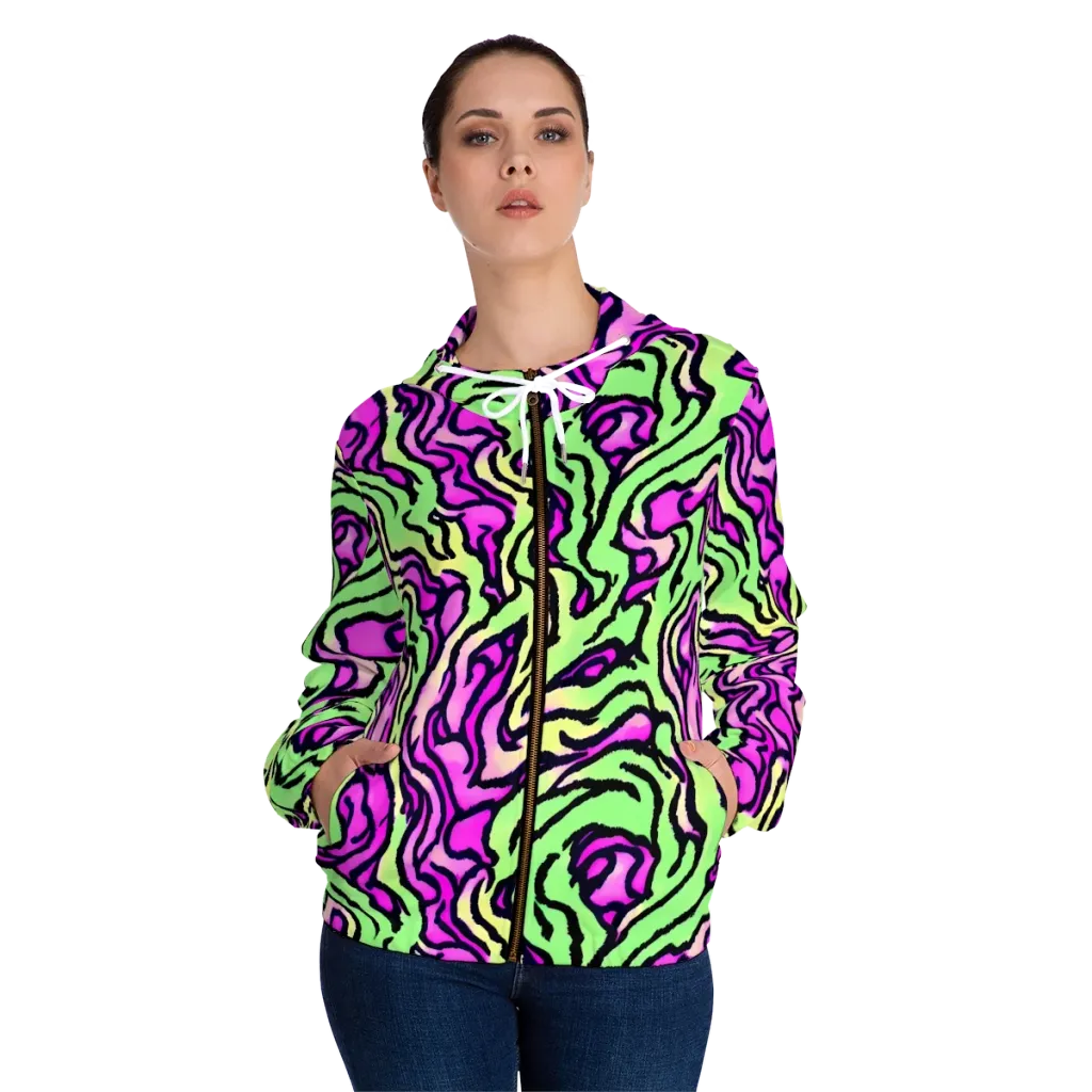 Mintchine Maze on Women's Full-Zip Hoodie — Front On Person