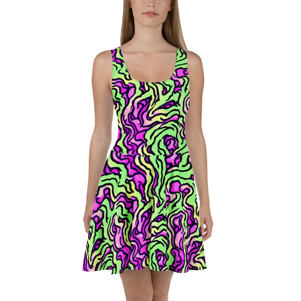 Mintchine Maze on Skater Dress — Front