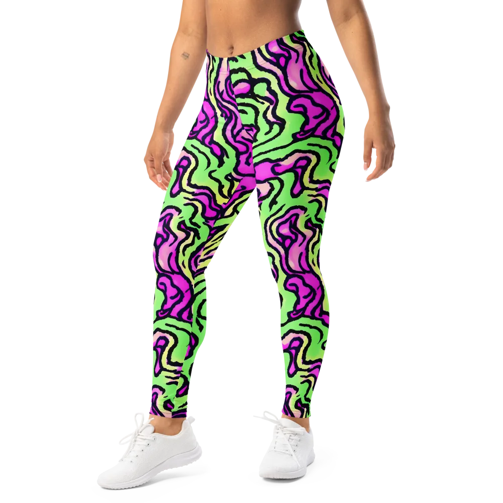 Mintchine Maze on Leggings — Left Front