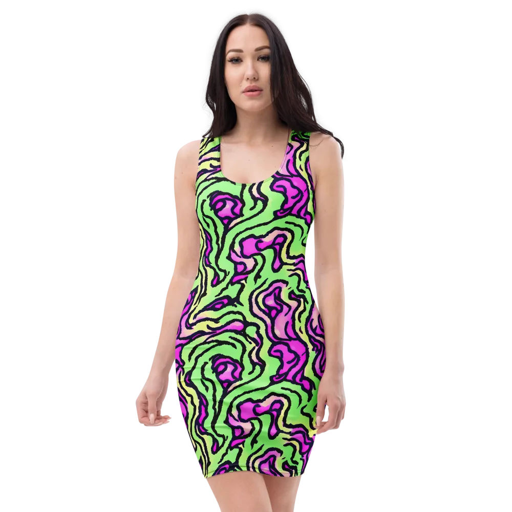 Mintchine Maze on Bodycon Dress — Front