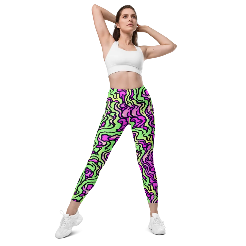 Mintchine Maze on Leggings with Pockets — Front