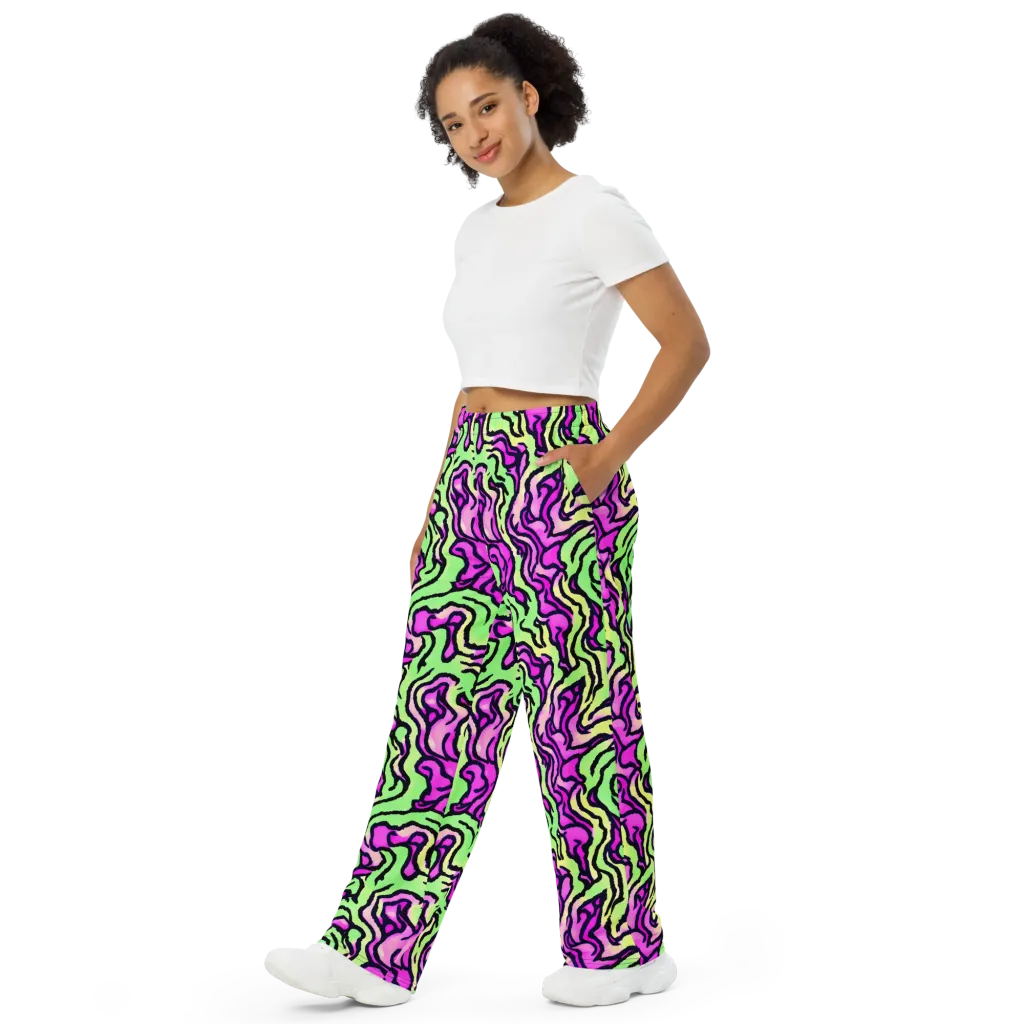 Mintchine Maze on Wide-Leg Pants — Left Front