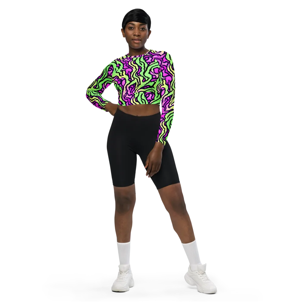 Mintchine Maze on Long Sleeve Crop Top — Front