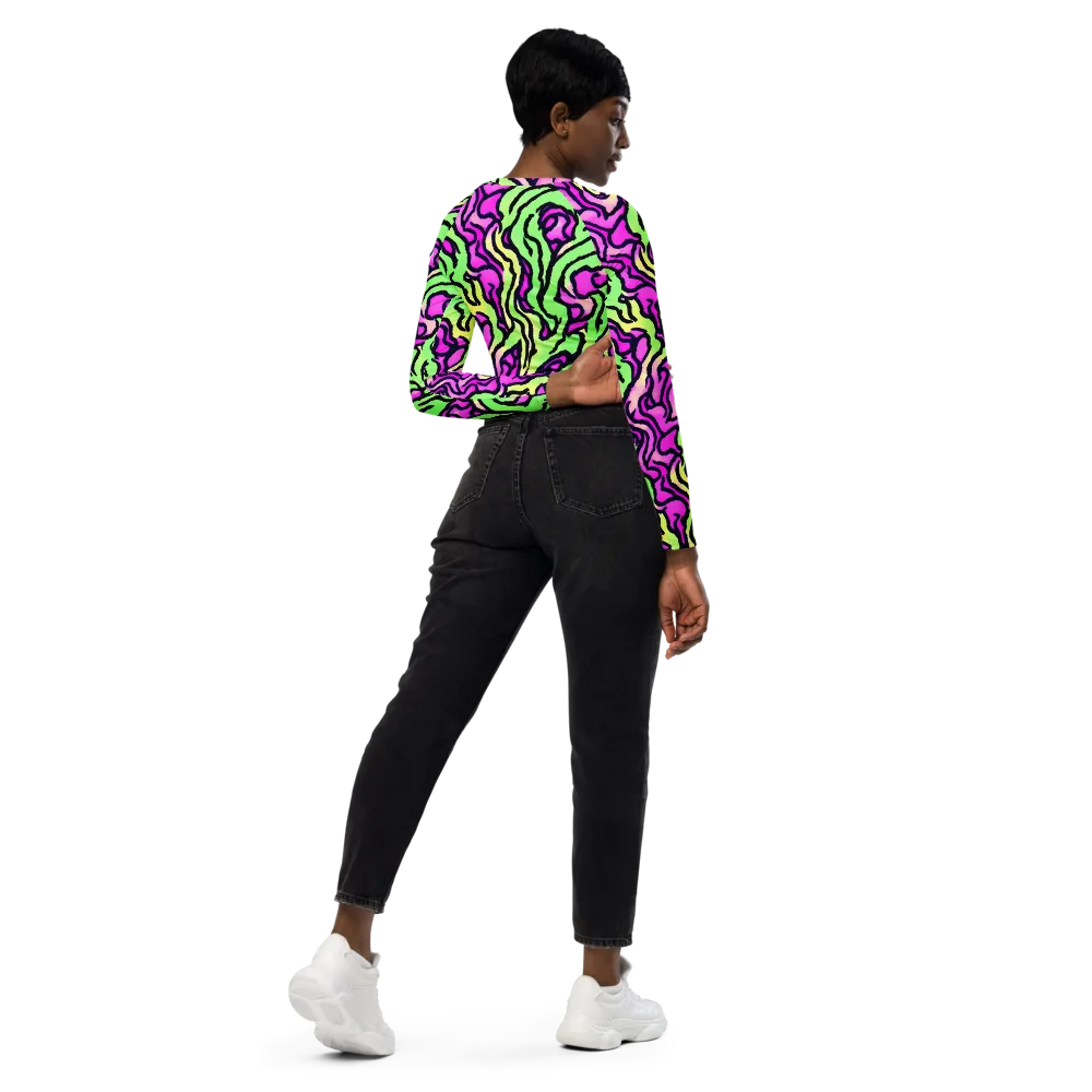 Mintchine Maze on Long Sleeve Crop Top — Right Back