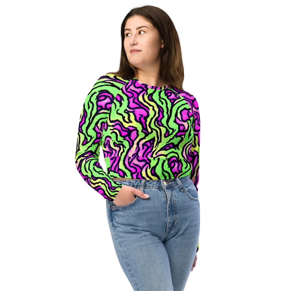 Mintchine Maze on Long Sleeve Crop Top — Front