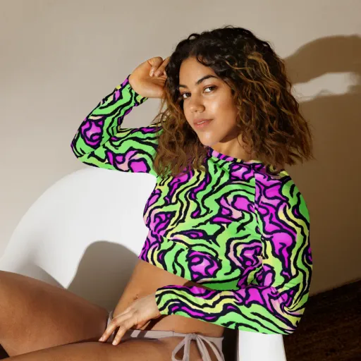 Mintchine Maze on a Long Sleeve Crop Top