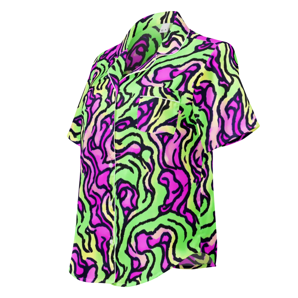 Mintchine Maze on Women's Short Sleeve Pajama Top — Left Front