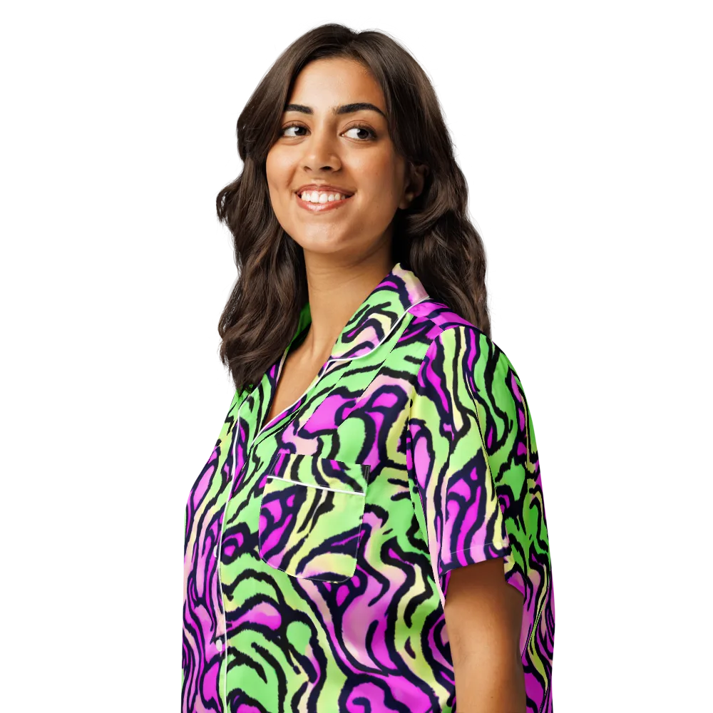 Mintchine Maze on Women's Short Sleeve Pajama Top — Left Front