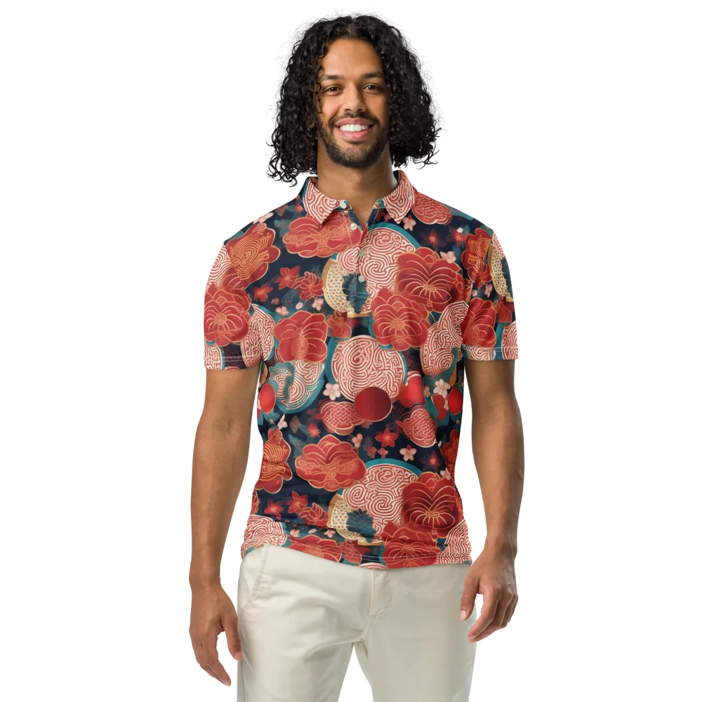 Jade Garden Cipher on Men's Slim Fit Polo Shirt — Front