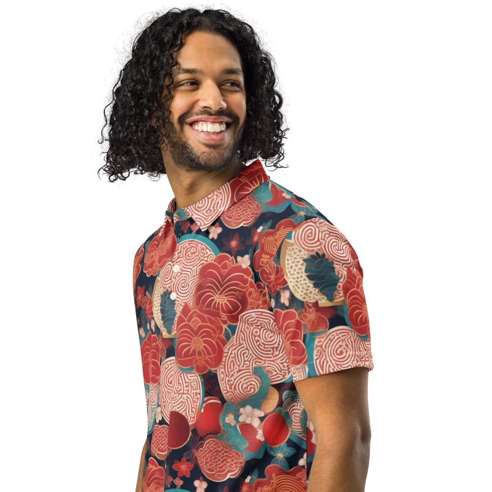 Jade Garden Cipher on Men's Slim Fit Polo Shirt — Left Front
