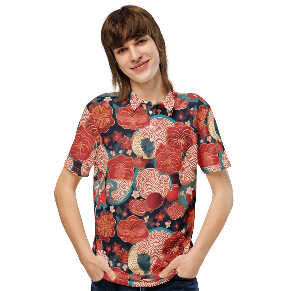 Jade Garden Cipher on Men's Slim Fit Polo Shirt — Front